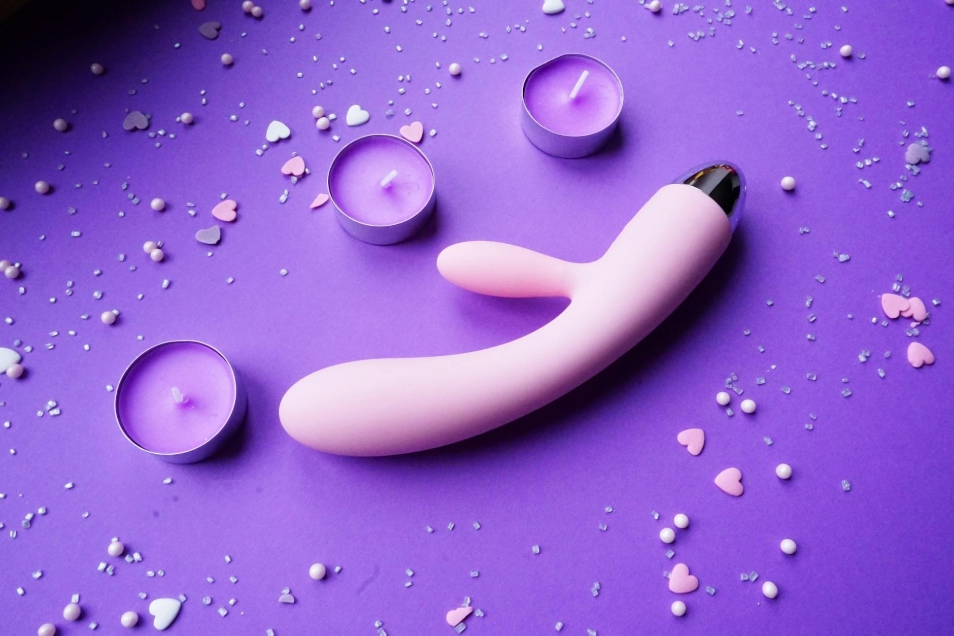 Lemon clitoral vibrator with candles and romantic setting for couples pleasure